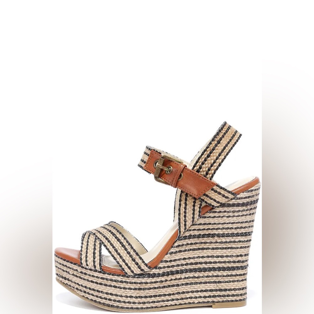 New without Tags MIA Frederica Navy Natural Rope Platform Wedges Size 9